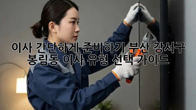 이사 간단하게 준비하기: 부산 강서구 봉림동 이사 유형 선택 가이드